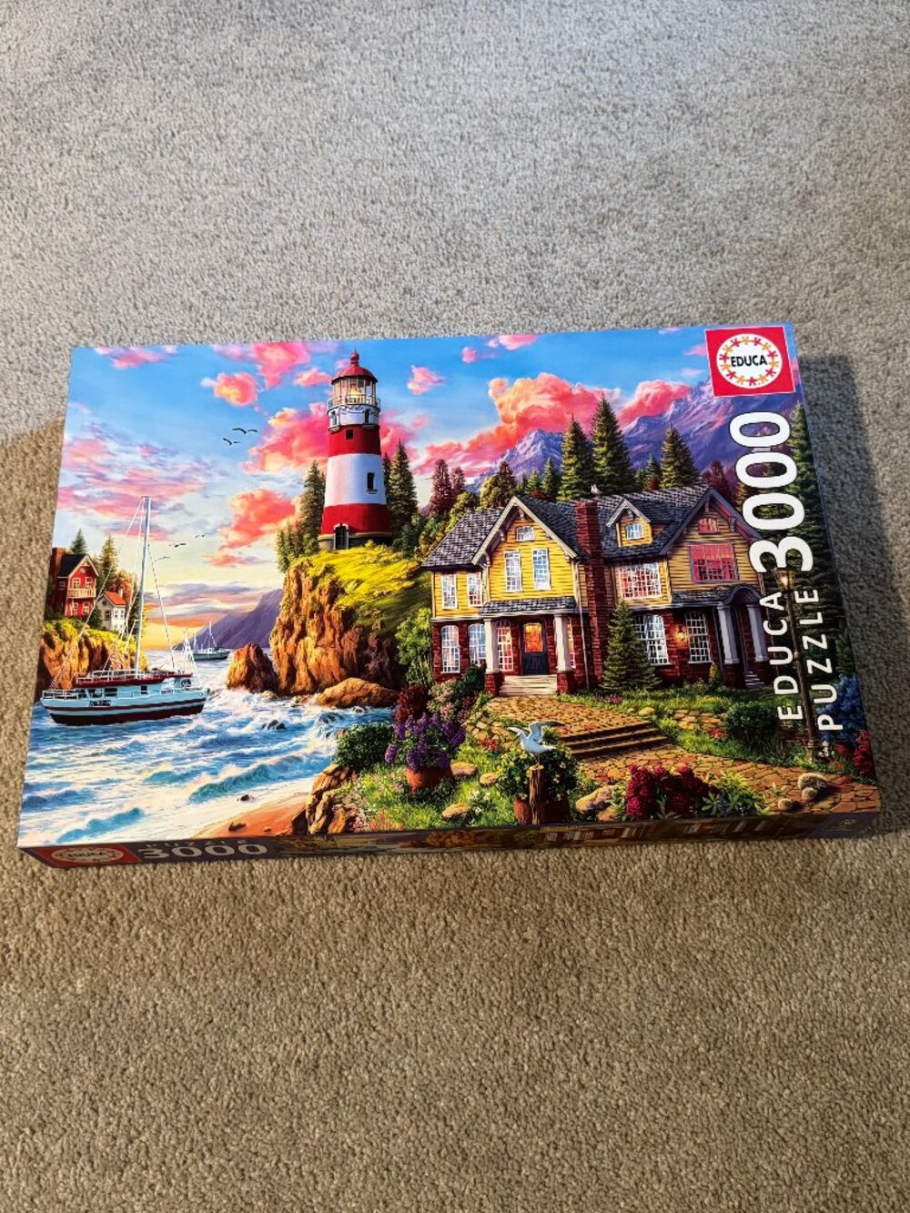 Educa Lighthouse Near the Ocean 3000 Piece Colorful Jigsaw Puzzle Complete
